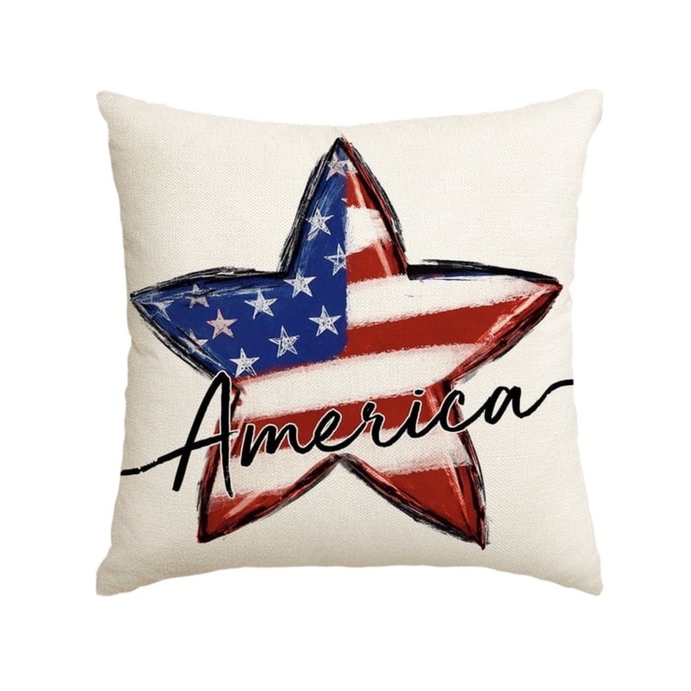 American Flag Star Patriotic Throw Pillow Cover for 4th of July Independence Day - Picture 16 of 16